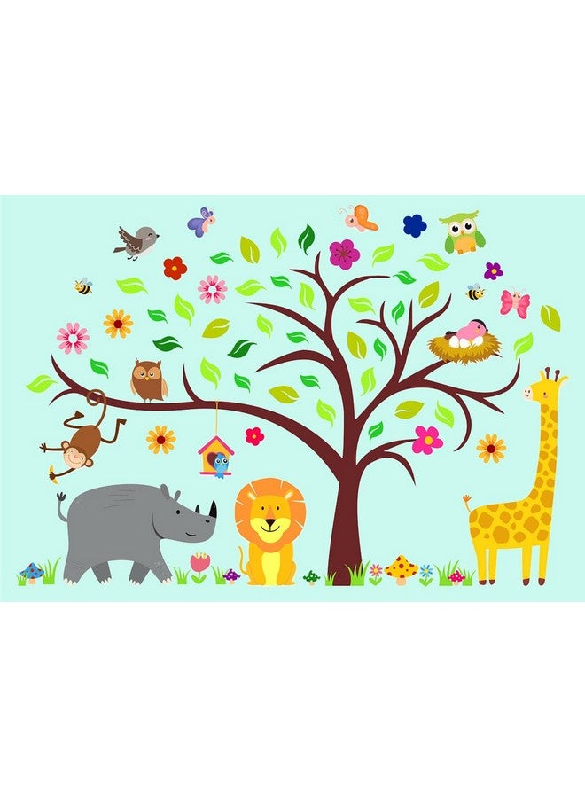 ديكوش ملصقات جدارية ملونة لديكور حضانة وودلاند على شكل شجرة كبيرة وحيوانات لتزيين غرفة الأطفال وغرفة اللعب - Image 4