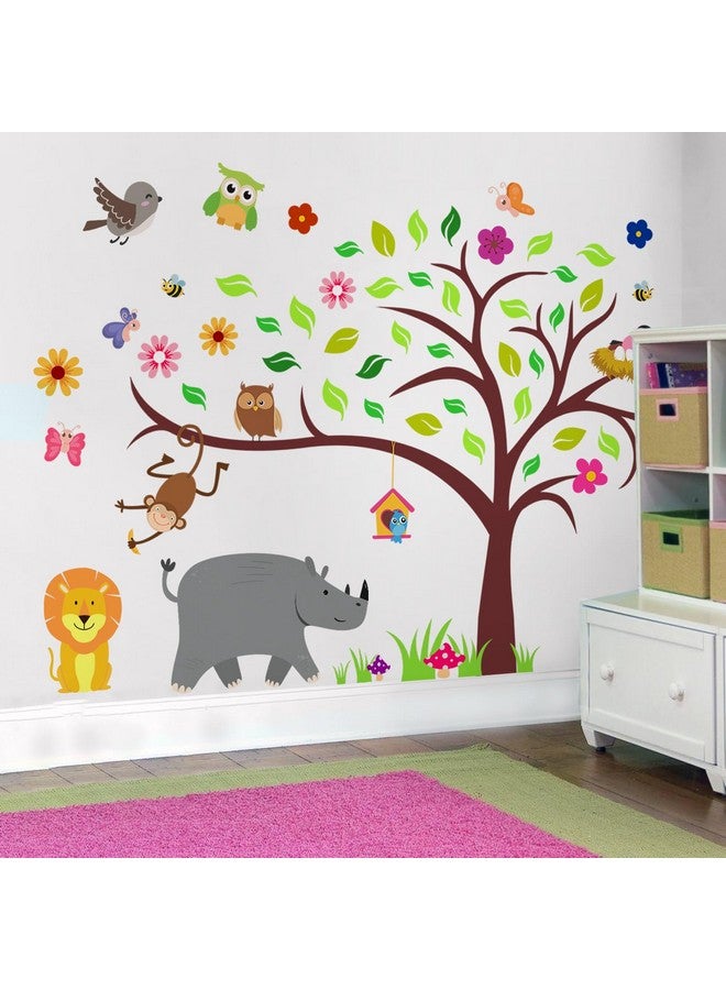 ديكوش ملصقات جدارية ملونة لديكور حضانة وودلاند على شكل شجرة كبيرة وحيوانات لتزيين غرفة الأطفال وغرفة اللعب - Image 2
