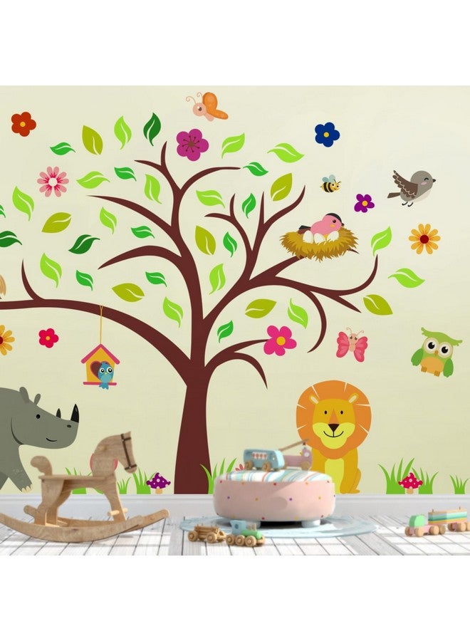 ديكوش ملصقات جدارية ملونة لديكور حضانة وودلاند على شكل شجرة كبيرة وحيوانات لتزيين غرفة الأطفال وغرفة اللعب - Image 5