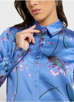 Ted Baker Printed Longline Satin Shirt  - Image 3
