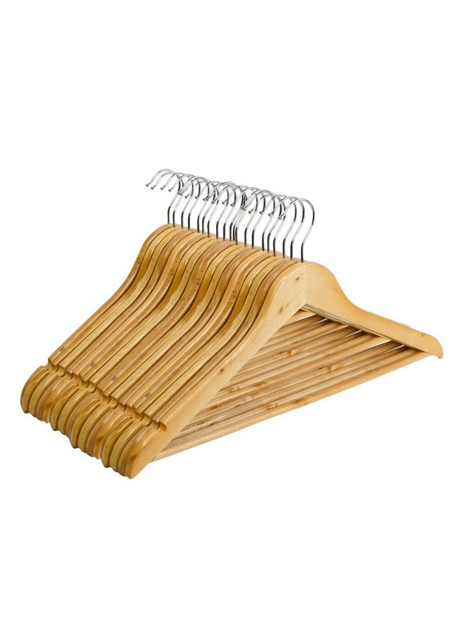SuperGeneriX SuperGeneriX Premium Solid Wooden Hangers (Pack of 20) | Durable Clothes Hangers with Non-Slip Bar, Cut Notches & 360° Swivel Hook for Heavy Coats, Suits, Shirts & Dresses - Smooth Finish (Beige)  - Image 1