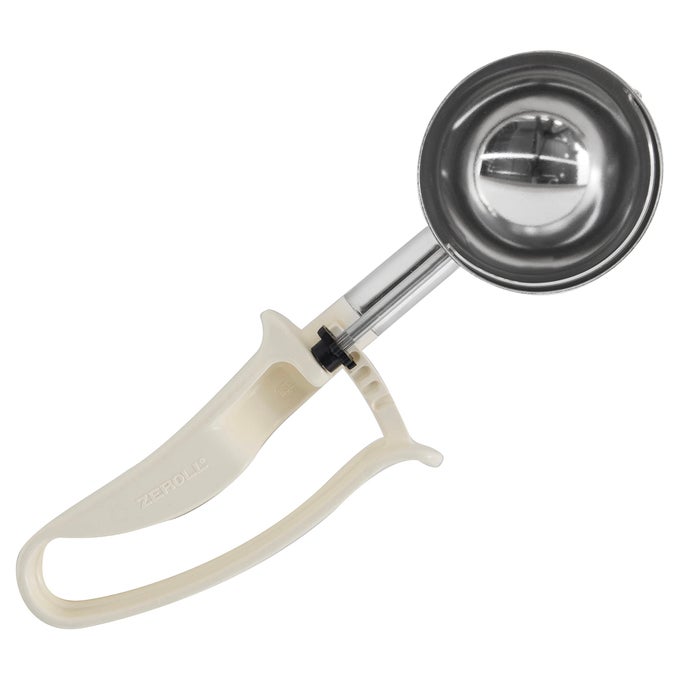 2010 UNIVERSAL STANDARD LENGTH EZ DISHER FOOD PORTION CONTROL SCOOP DESIGNED FOR RIGHT OR LEFT HAND USE DISHWASHER SAFE NSF APPROVED 2 58INCH IVORY