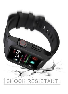 NIBEMINENT Separable Armor Shockproof Silicone Case with Strap Watch Band For Apple 5/4 40mm Black  - Image 5