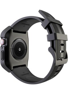 NIBEMINENT Separable Armor Shockproof Silicone Case with Strap Watch Band For Apple 5/4 40mm Black  - Image 2