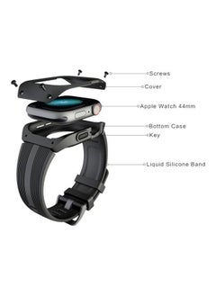 NIBEMINENT Separable Armor Shockproof Silicone Case with Strap Watch Band For Apple 5/4 40mm Black  - Image 4