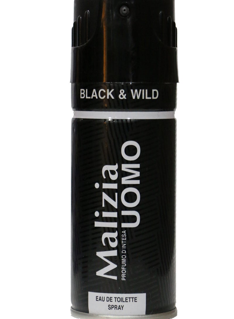 Malizia Uomo Black & Wild Eau De Toilette Deodorant For Men - 150ml