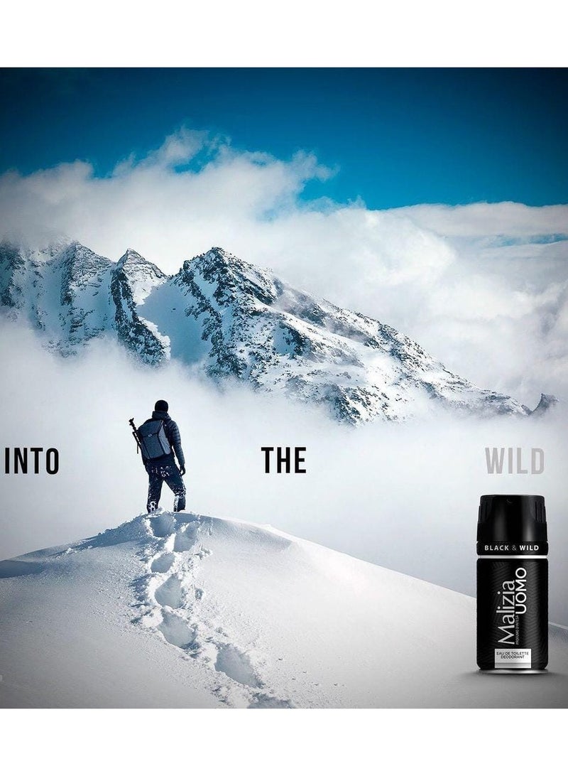 Malizia Uomo Black & Wild Eau De Toilette Deodorant For Men - 150ml