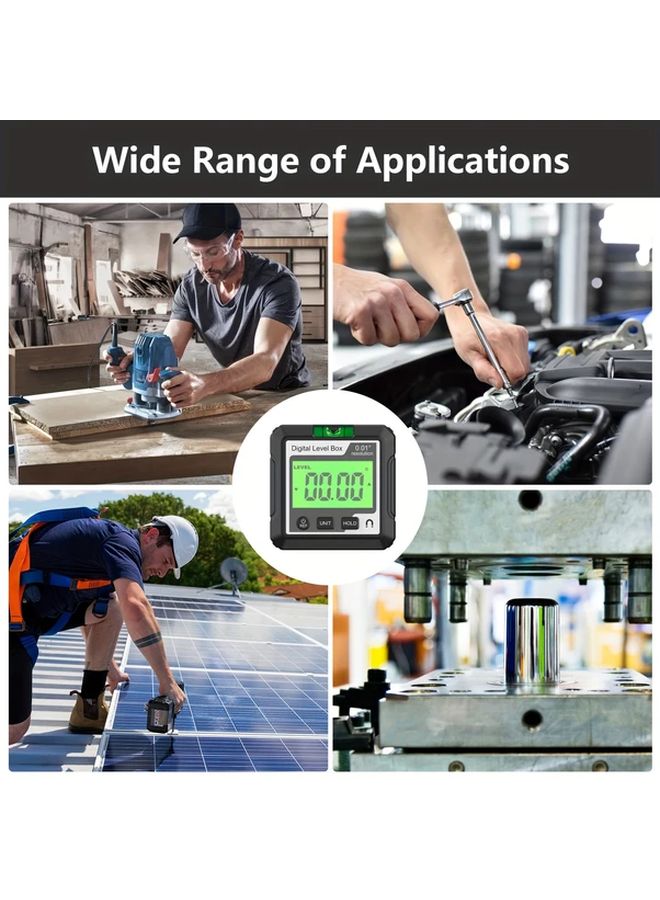 مستوى قياس الزاوية الرقمي المغناطيسي الأسود الصغير بشاشة مضاءة - Image 5