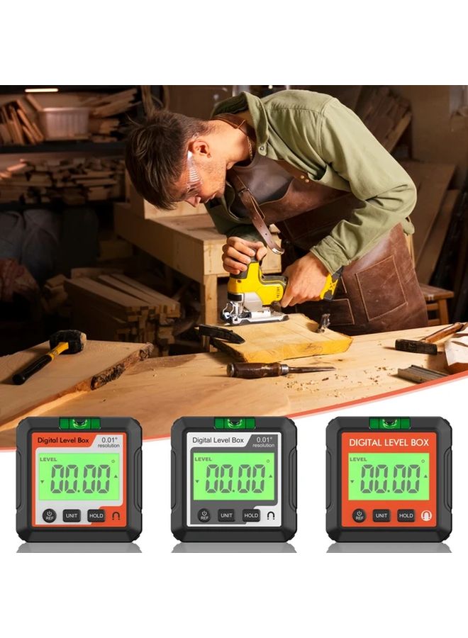 مستوى قياس الزاوية الرقمي المغناطيسي الأسود الصغير بشاشة مضاءة - Image 4