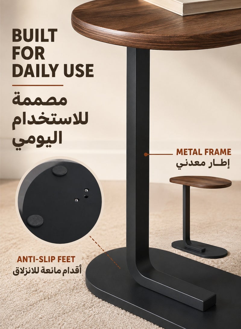 XiuWoo Small Side Table, C Shaped End Table for Sofa and Bed, TV Tray Table with Metal Frame for Couch, Living Room, Bedroom 45*30*63CM - Image 5