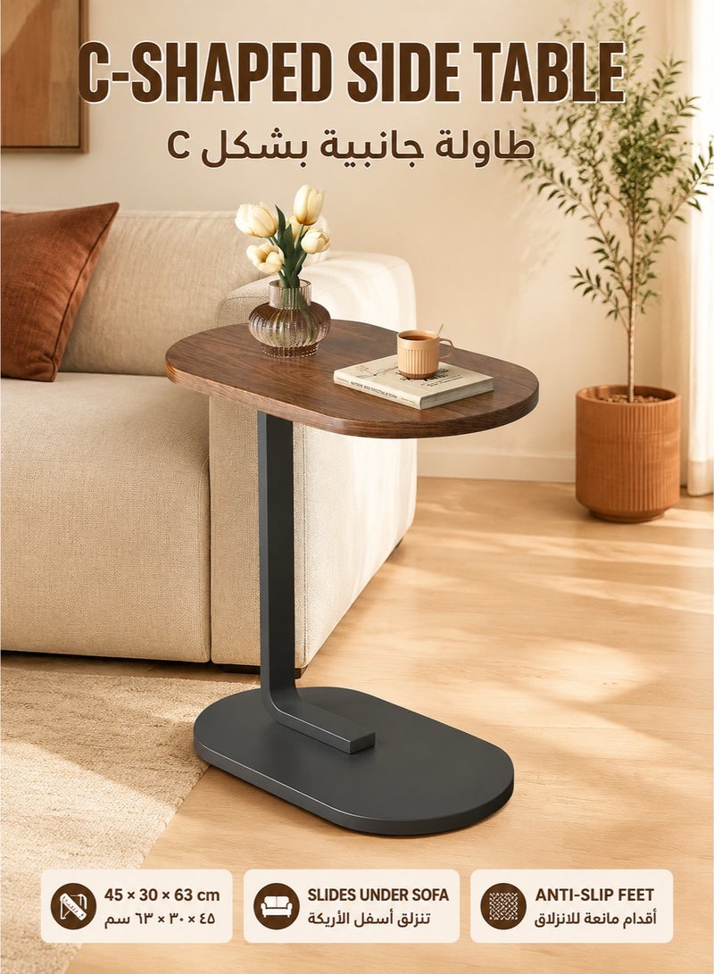 XiuWoo Small Side Table, C Shaped End Table for Sofa and Bed, TV Tray Table with Metal Frame for Couch, Living Room, Bedroom 45*30*63CM - Image 1