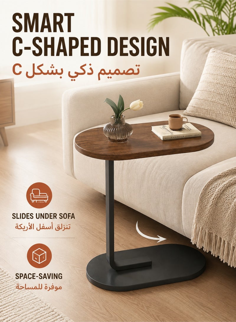 XiuWoo Small Side Table, C Shaped End Table for Sofa and Bed, TV Tray Table with Metal Frame for Couch, Living Room, Bedroom 45*30*63CM - Image 3