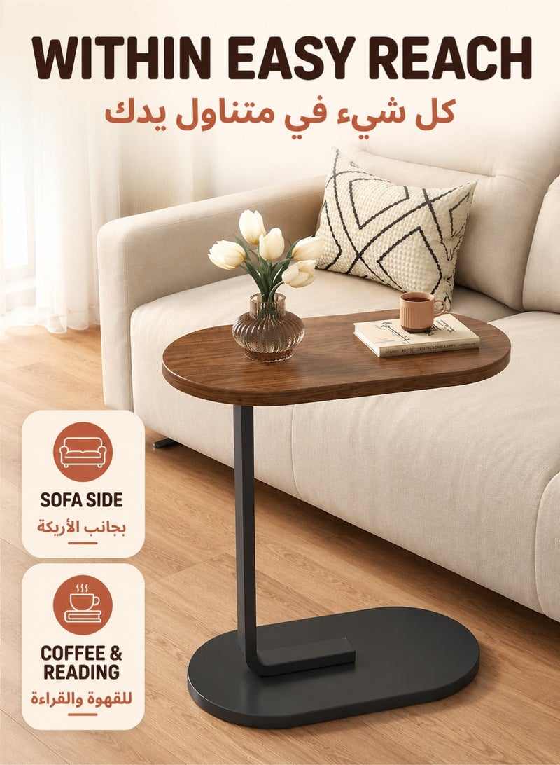 XiuWoo Small Side Table, C Shaped End Table for Sofa and Bed, TV Tray Table with Metal Frame for Couch, Living Room, Bedroom 45*30*63CM - Image 2