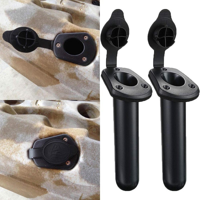 Borogo 2 Pack Kayak Deck Flush Mount Fishing Rod Holders and Cap Cover for Boat, Canoe and Tackle Accessory Tool - Image 4