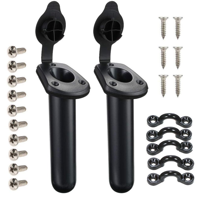 Borogo 2 Pack Kayak Deck Flush Mount Fishing Rod Holders and Cap Cover for Boat, Canoe and Tackle Accessory Tool - Image 2