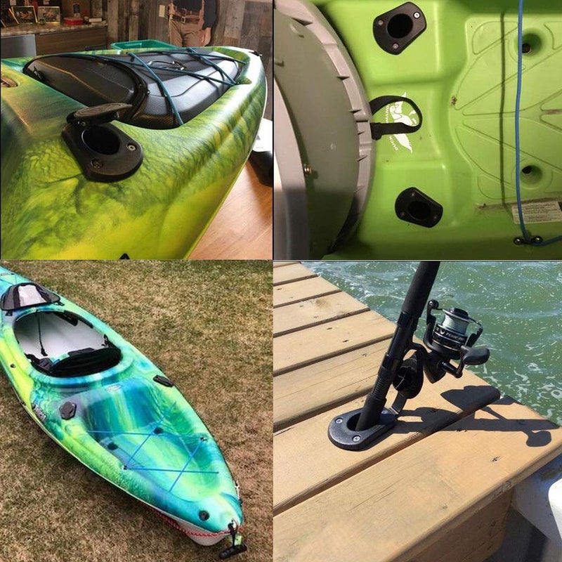 Borogo 2 Pack Kayak Deck Flush Mount Fishing Rod Holders and Cap Cover for Boat, Canoe and Tackle Accessory Tool - Image 5