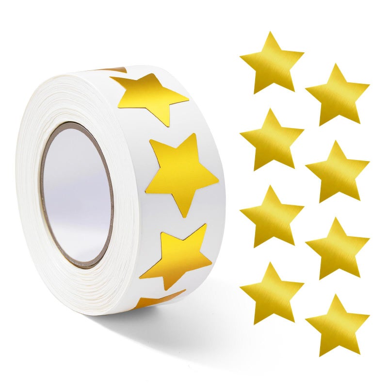 Gsinodrs 1000Pcs Gold Star Stickers - 1 Inch Holographic Self-Adhesive Metallic Foil Star Labels, Sparkly Reward Stickers for Classroom Supplies, Teacher Incentives & Behavior Tracking - Image 1