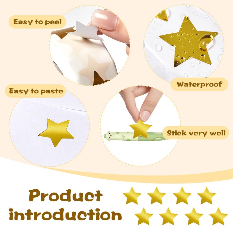 Gsinodrs 1000Pcs Gold Star Stickers - 1 Inch Holographic Self-Adhesive Metallic Foil Star Labels, Sparkly Reward Stickers for Classroom Supplies, Teacher Incentives & Behavior Tracking - Image 5