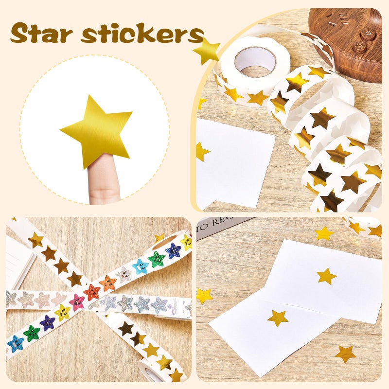 Gsinodrs 1000Pcs Gold Star Stickers - 1 Inch Holographic Self-Adhesive Metallic Foil Star Labels, Sparkly Reward Stickers for Classroom Supplies, Teacher Incentives & Behavior Tracking - Image 3