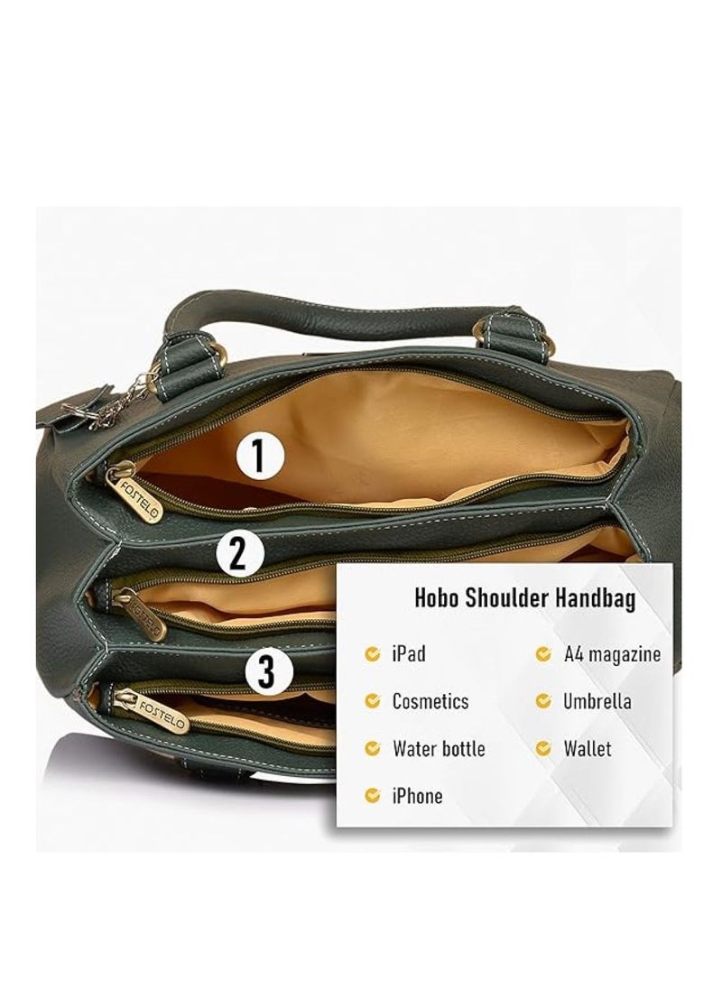Fostelo - Women's Polyurethane Westside Handbag With 3 Zip Compartments, 1 Inside Zip Pocket And Back Zip Pocket - Image 1