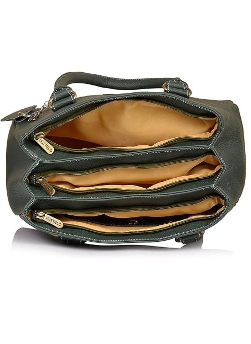 Fostelo - Women's Polyurethane Westside Handbag With 3 Zip Compartments, 1 Inside Zip Pocket And Back Zip Pocket - Image 1