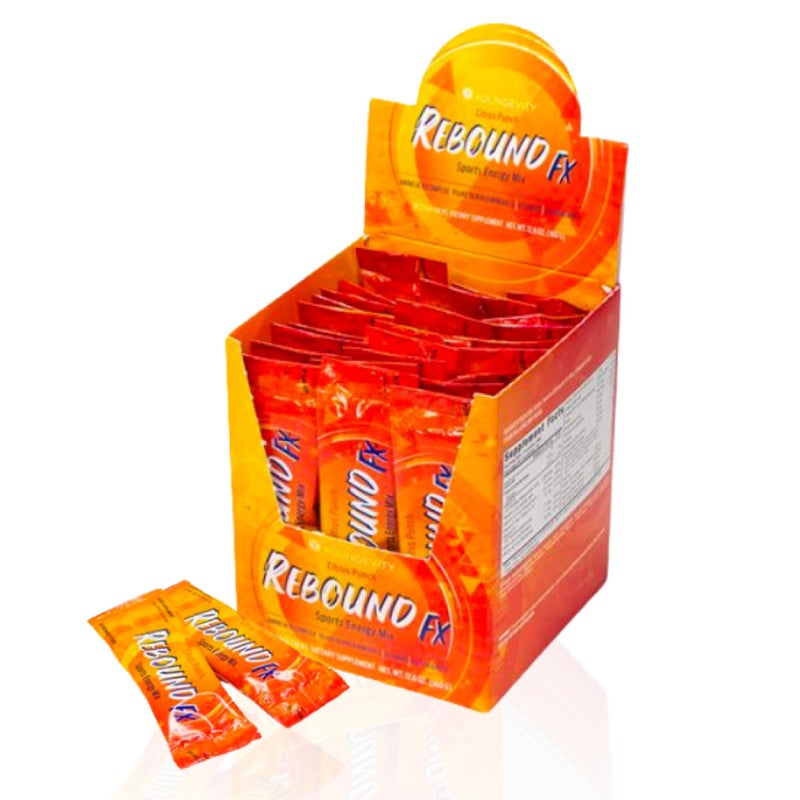 Youngevity Rebound FX Citrus Punch OnTheGo Stick Packs 30 Count Box Sports Energy Drink with Vitamins Amino Acids and Electrolytes Natural Caffeine Supports Hydration and Recovery