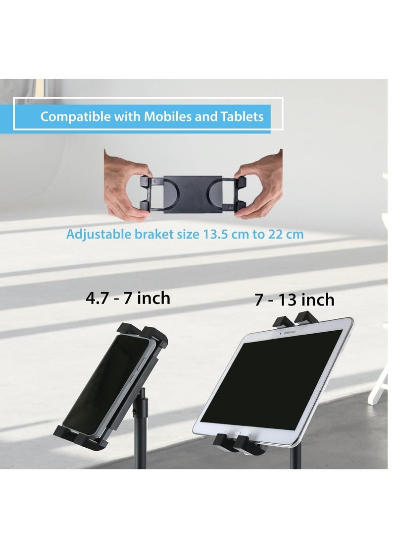 ELTRAZONE Telescopic Tripod Tablet Stand for Tablets 6" to 13" Tablet Floor Stand for IPad 12.9" Mobile Phone Stand (Adjustable, BLACK 01) - Image 5