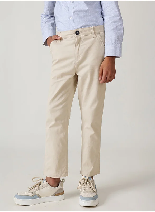 ون فرايدي One Friday Boys Beige Regular Fit Solid Trousers