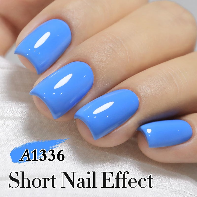 Double Rhythm 15ML Gel Nail Polish Pure Sheer Same Color Same Bottle Soak Off Gel Polish Art Manicure Salon DIY at Home for Women (Blue-A1336) - Image 4