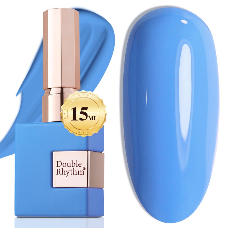 Double Rhythm 15ML Gel Nail Polish Pure Sheer Same Color Same Bottle Soak Off Gel Polish Art Manicure Salon DIY at Home for Women (Blue-A1336) - Image 1