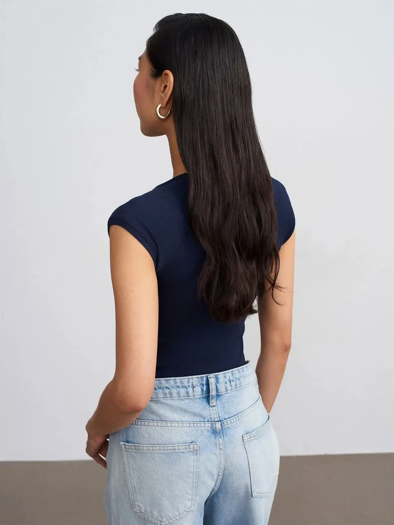 ديلفين Dilvin Slim Fit Crop Jersey Top