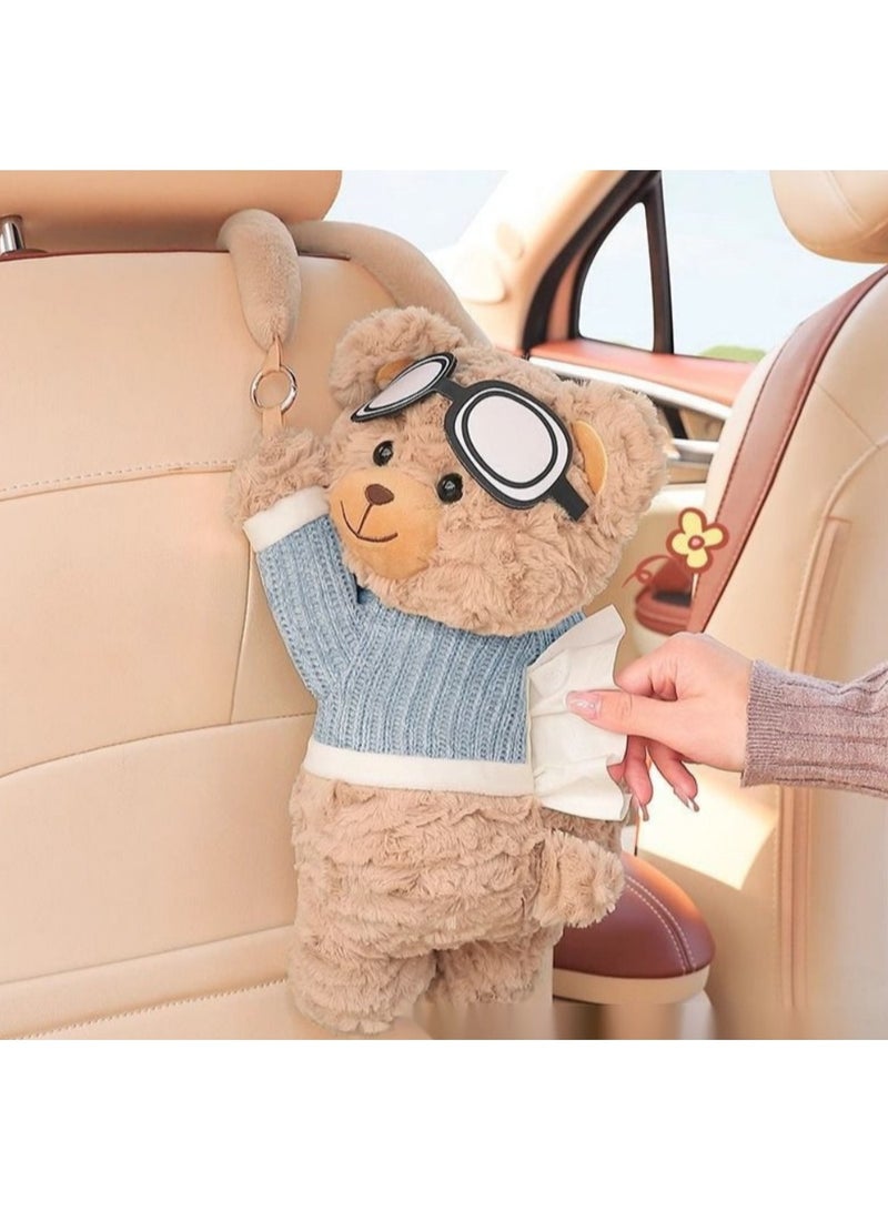 Car Accessories Tissue Box, Creative Hanging Paper Tissue Holder - Cute Cartoon Design for Car Interior Decor - Image 1