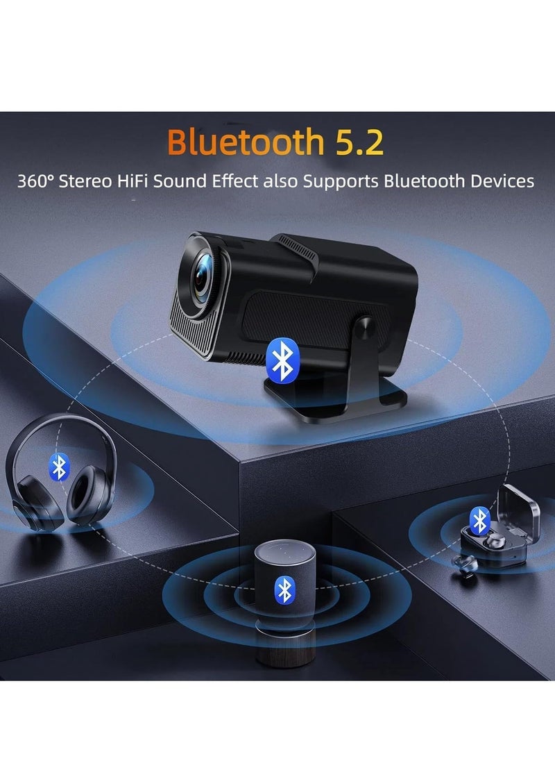 JAJEEK Mini 4K Native 1080P Smart Projector – Android TV 11.0, WiFi & Bluetooth, Auto Keystone, 10000 Lumens, 180-Degree Rotation, Short Throw – Ultimate Home Theater Experience  - Image 4