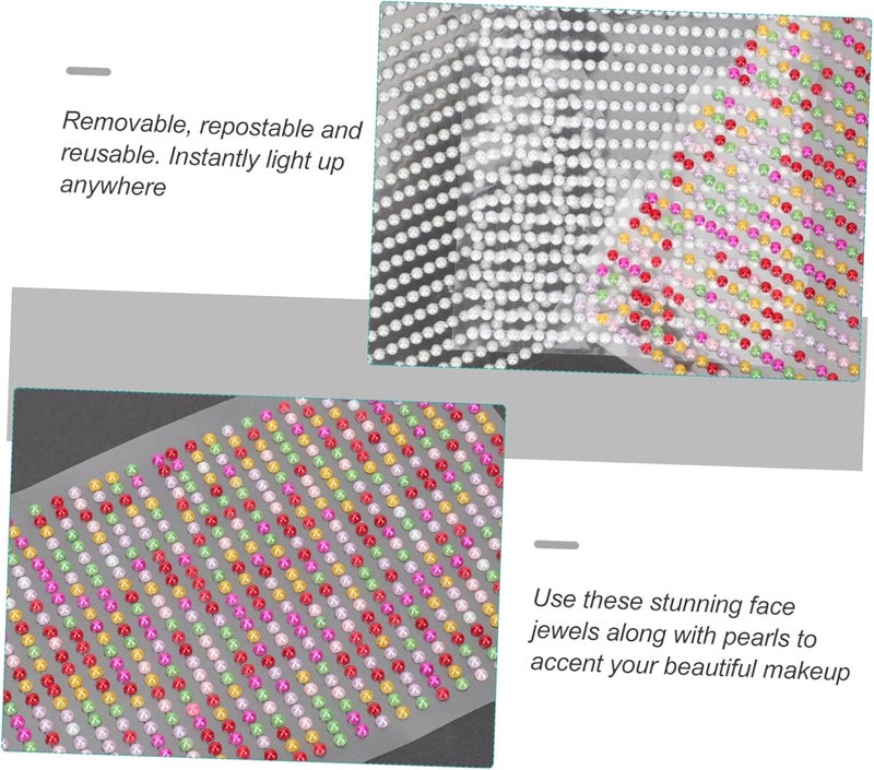 Outanaya 3sheets Face Jewel Stickers Pearl for Crafts Pearl Stickers for Makeup Face Gems - Image 3