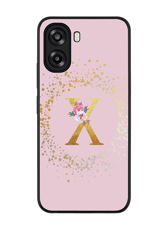 Stylizedd For Oppo A6t 5G / A6t 4G Case,Slim fit Camera Protection, Shockproof Thin Phone cover  - Custom Monogram Floral - X  (Pink ) - Image 1