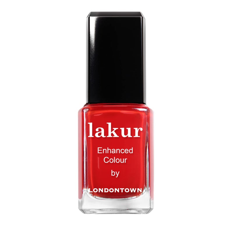 LONDONTOWN lakur Nail Polish - Chip-Resistant, Non-Toxic, Conditions & Hydrates Nails Glossy Vibrant Red, Londoner Love, .40 fl oz - Image 1