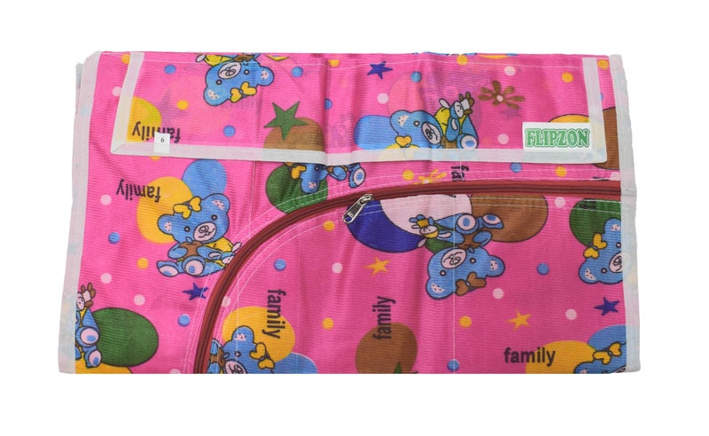 FLIPZON Wardrobe Cover - Cotton 6 Shelves Baby Wardrobes Cover (Family Pink) | Cloth Only - Image 2