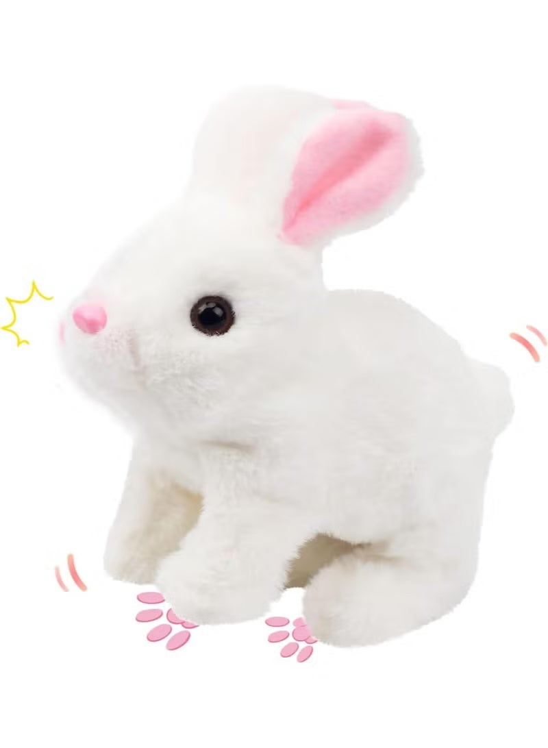 17cm Plush Interactive Hopping Rabbit – Electronic Pet Bunny Toy with Animated Walking, Wiggle Ears & Twitching Nose | Soft White Companion Animal with Sounds | Best Birthday, Easter & Eid Gift for Toddlers, Girls & Kids - Image 1