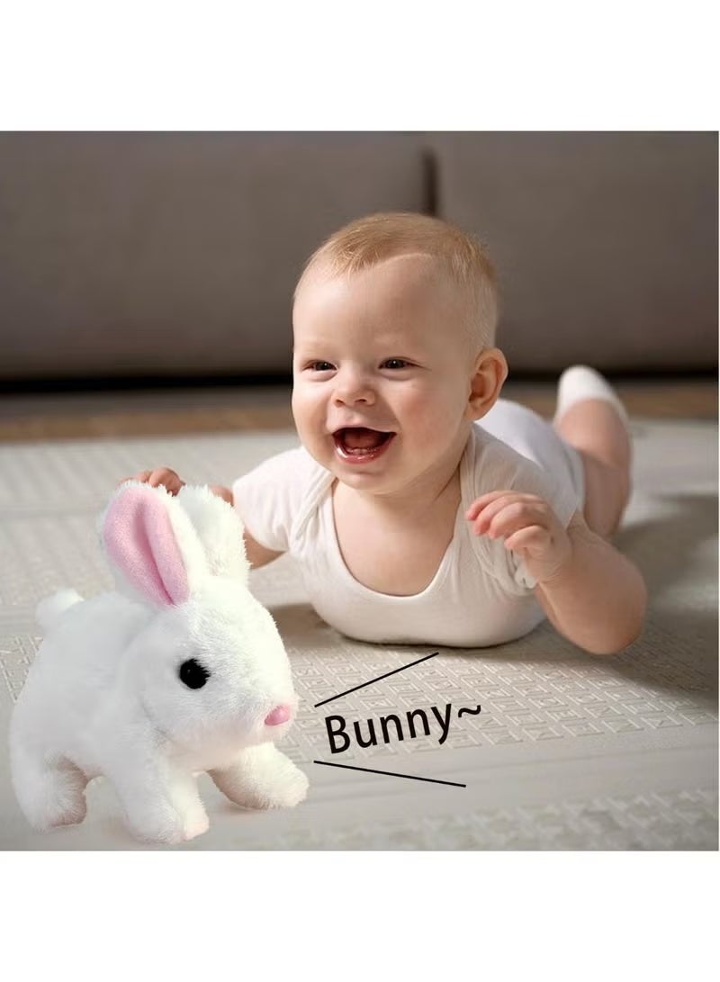 17cm Plush Interactive Hopping Rabbit – Electronic Pet Bunny Toy with Animated Walking, Wiggle Ears & Twitching Nose | Soft White Companion Animal with Sounds | Best Birthday, Easter & Eid Gift for Toddlers, Girls & Kids - Image 3
