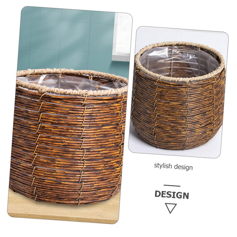 Brown Rattan Woven Storage Basket Set Of 3 Kitchen Countertop Fruit Organizer 17X17X15CM - Image 4