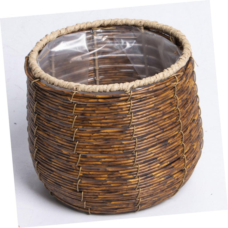 Brown Rattan Woven Storage Basket Set Of 3 Kitchen Countertop Fruit Organizer 17X17X15CM - Image 3