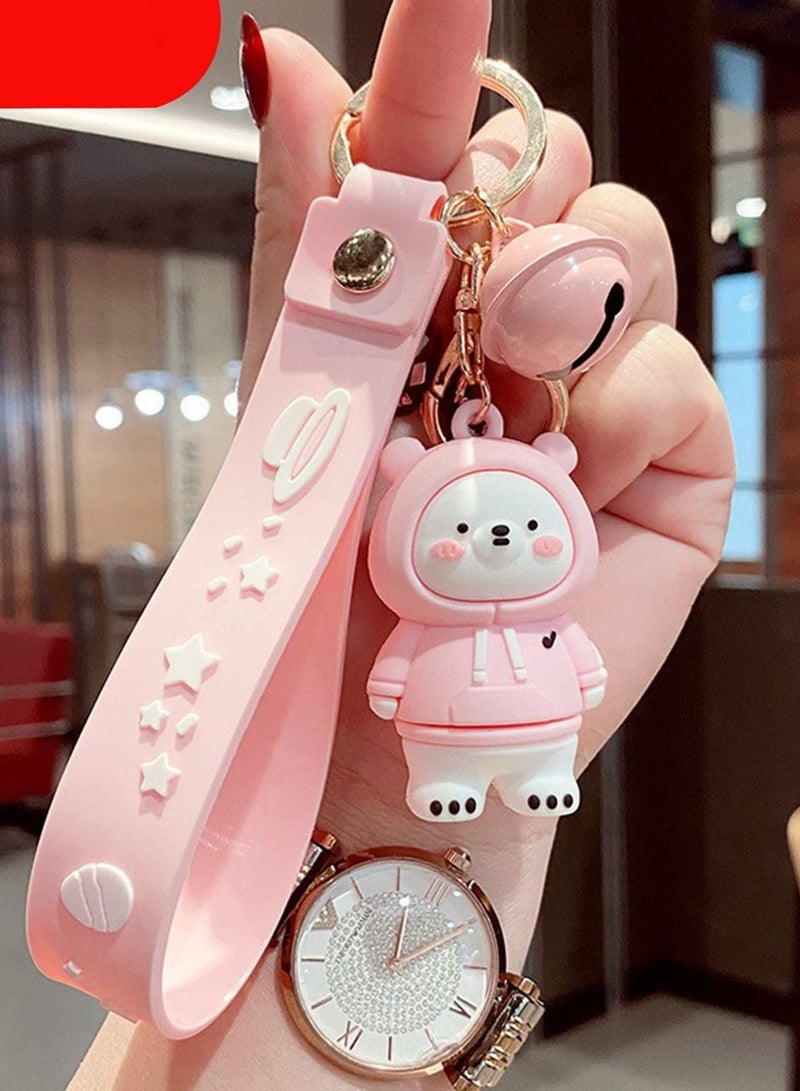 Y&D Cute Keychain, PVC Lanyard Pendant Bear Keyring, Cartoon Doll Accessories Silicone Key Collector, Keychains, Bags, Car for Women and Men  - Image 2