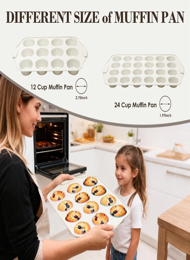 AIVIKI Baking Pans Set Nonstick, Stackable Bakeware Sets with Silicone Handles, AIVIKI 22 Pieces Oven Pan for Cooking Including Baking Cookie Sheet with Rack, Roast Pan, Cake Pan, Loaf Pan, Muffin Pan, Cream - Image 5