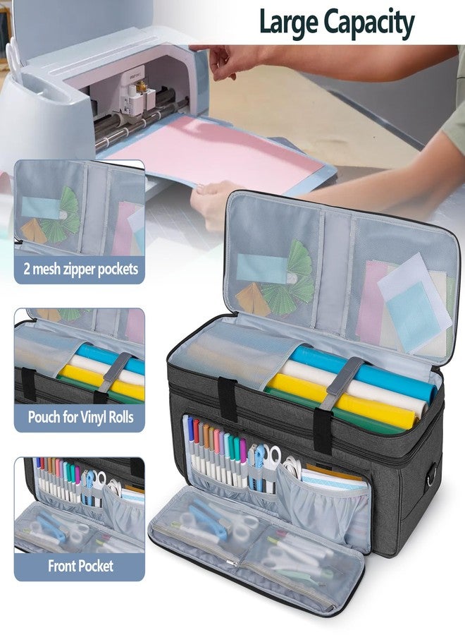 LUXJA Double-Layer Carrying Case with Cutting Mat Pocket for Cricut Maker 4, Maker 3, Explore 4, Explore 3, Explore Air 2, Multiple Storage Bag for Cricut Accessories and Supplies, Black - Image 2