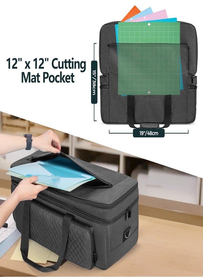LUXJA Double-Layer Carrying Case with Cutting Mat Pocket for Cricut Maker 4, Maker 3, Explore 4, Explore 3, Explore Air 2, Multiple Storage Bag for Cricut Accessories and Supplies, Black - Image 3