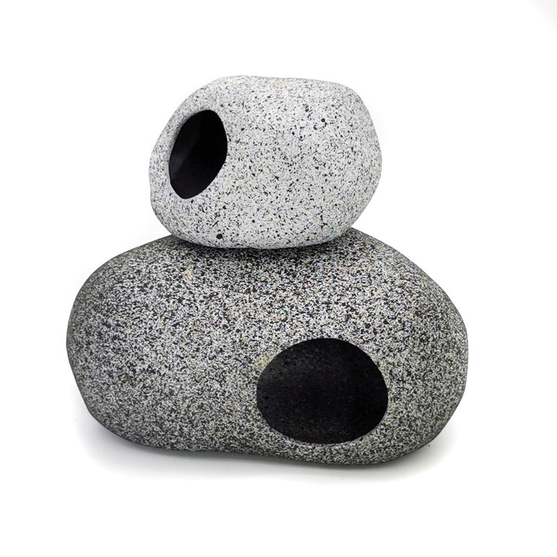 JIH Aquarium Decorations Rock, Ceramic Shelters - Shrimp Habitat, Breeding Tube, Hiding cave, Stackable Fish Tank Decor Cave for Hiding, Betta Fish (J603+J001) - Image 3