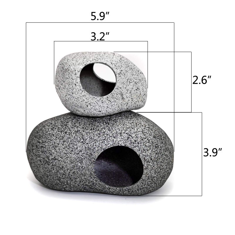 JIH Aquarium Decorations Rock, Ceramic Shelters - Shrimp Habitat, Breeding Tube, Hiding cave, Stackable Fish Tank Decor Cave for Hiding, Betta Fish (J603+J001) - Image 2