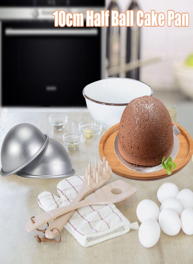 CHEOTIME 10cm Half Ball Cake Pan, Aluminum Alloy Sphere Cakes Pan, Silver Hemisphere Cake Mold Soccer Cake Pan Nonstick SmallCake Baking Pans for Chocolate, Pudding Baking - Image 3
