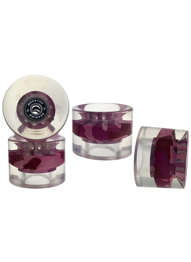 Generic - 60x45MM 78A Skateboard Wheels With Bearings 4PCS With T-Tool, Camouflage Pink - Image 1