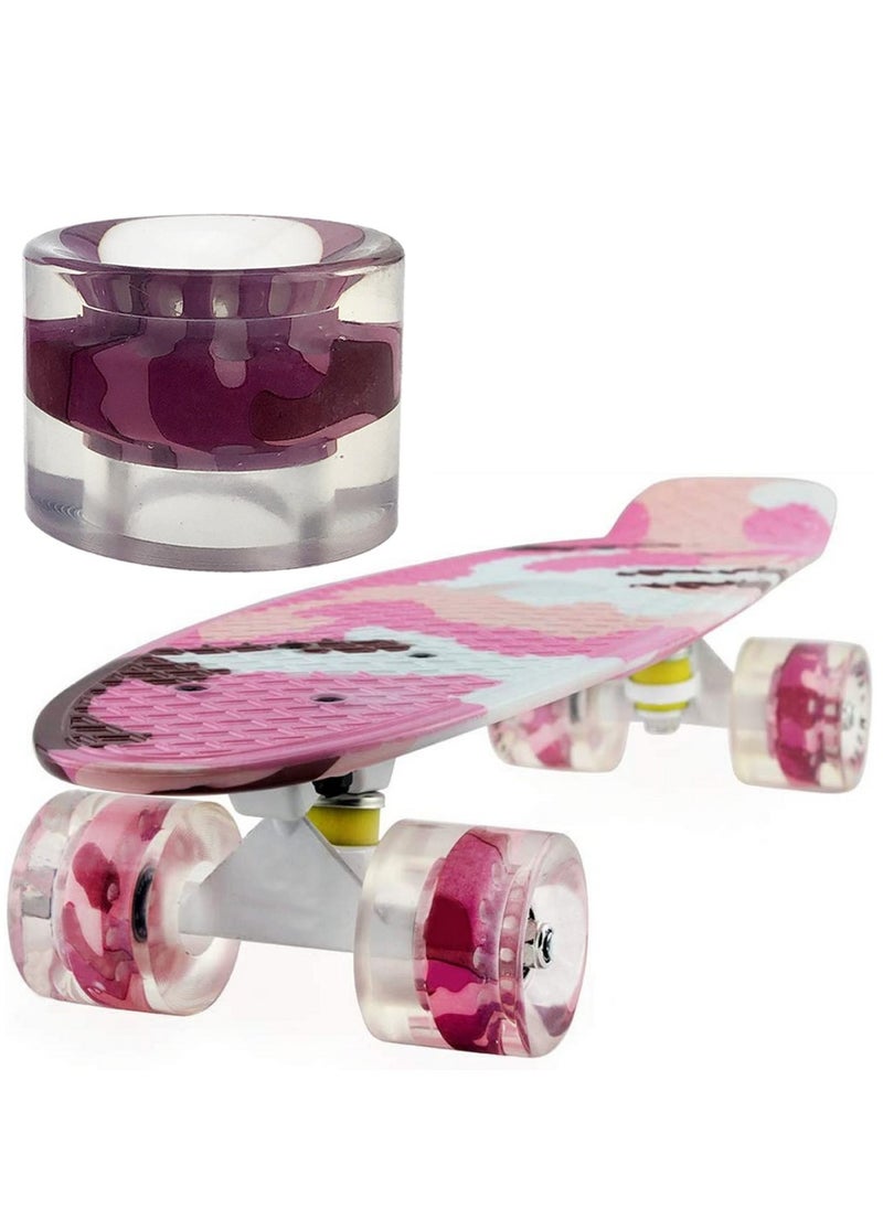 Generic - 60x45MM 78A Skateboard Wheels With Bearings 4PCS With T-Tool, Camouflage Pink - Image 1
